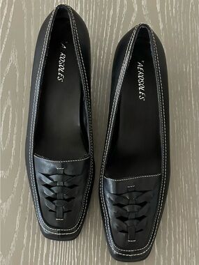 AEROSOLES Black Woven Leather Pump Loafers - Size 8.5